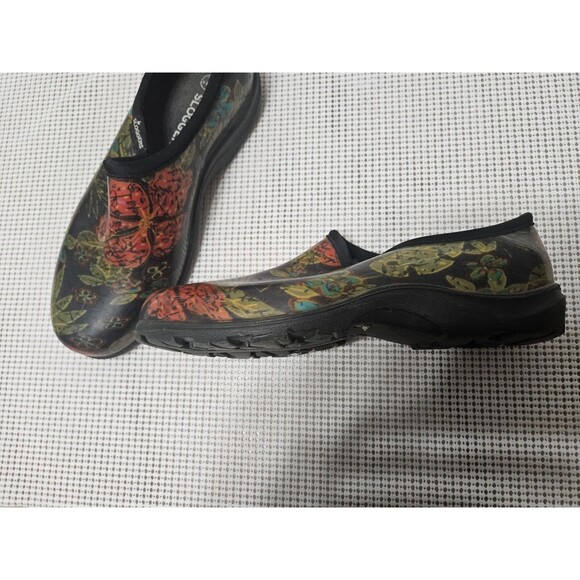 Sloggers Women's Black Floral Clogs, Slip-On Waterproof Garden Shoes, Size 10 - Picture 3 of 8